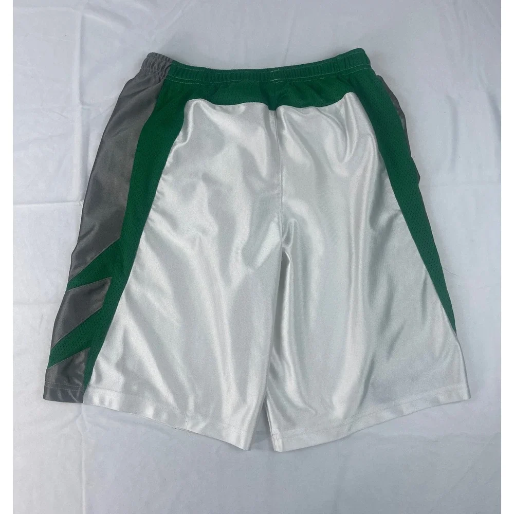 Nike Boys Large 14-16 Basketball Shorts White Green Grey Mesh Athletic VINTAGE